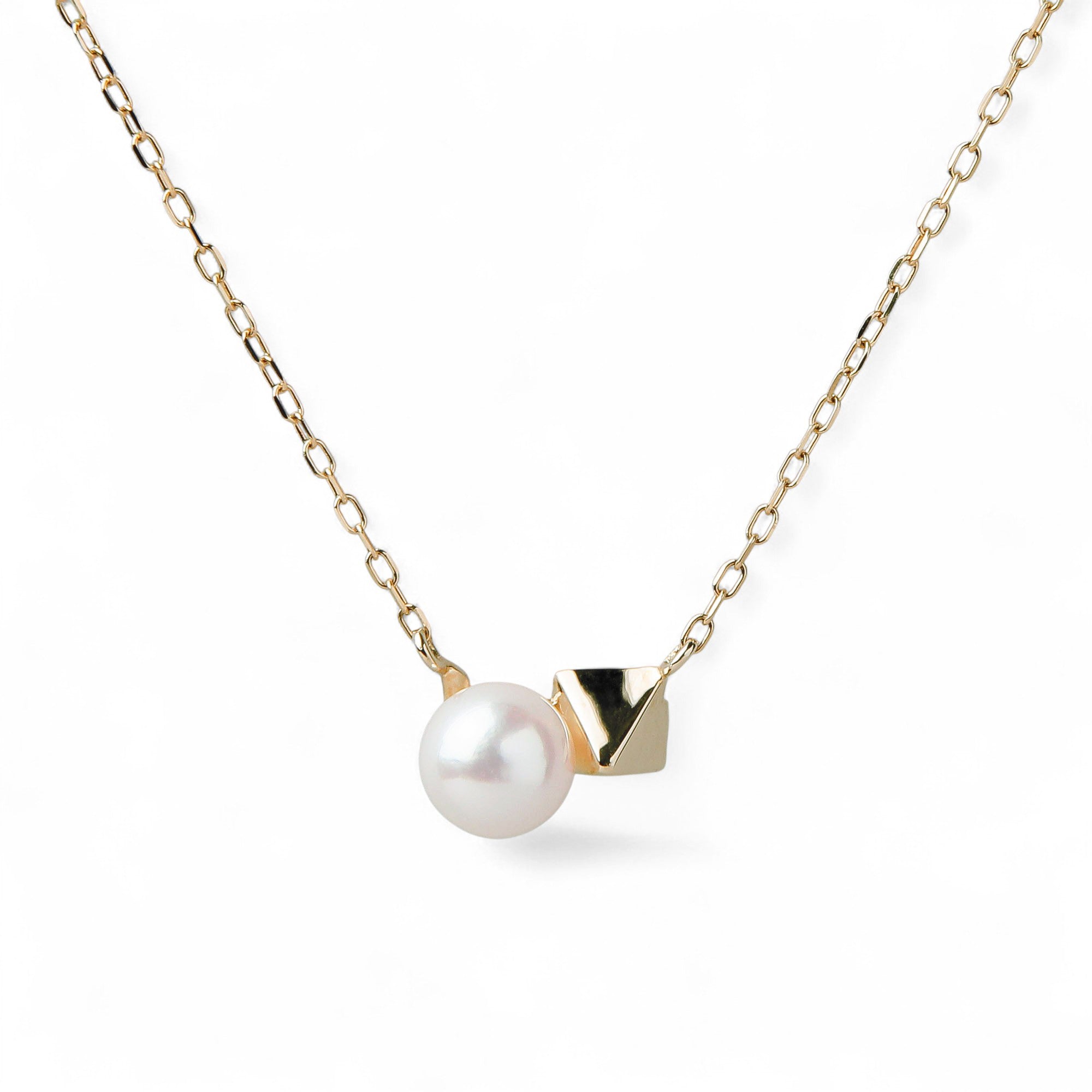 Akoya Pearl Pyramid Pendant 5.5-6.0mm K10 Yellow Gold