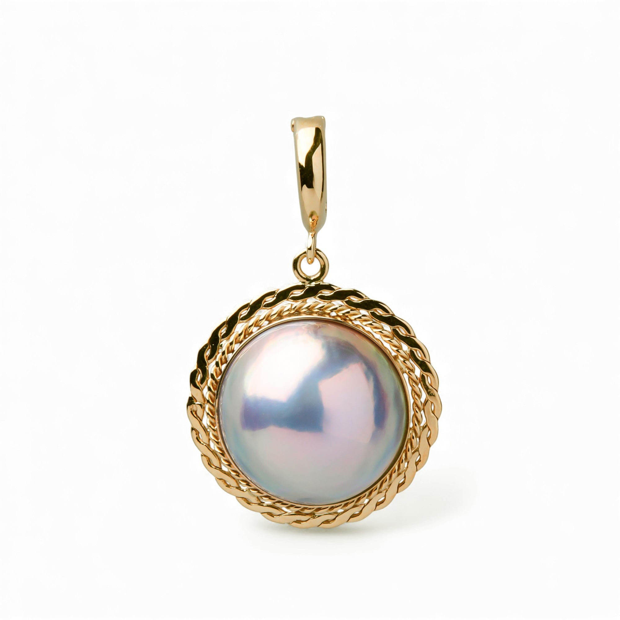 Mabe Pearl (with Nacre Shell) Clicker/Pendant Top 22mm+ K18YG